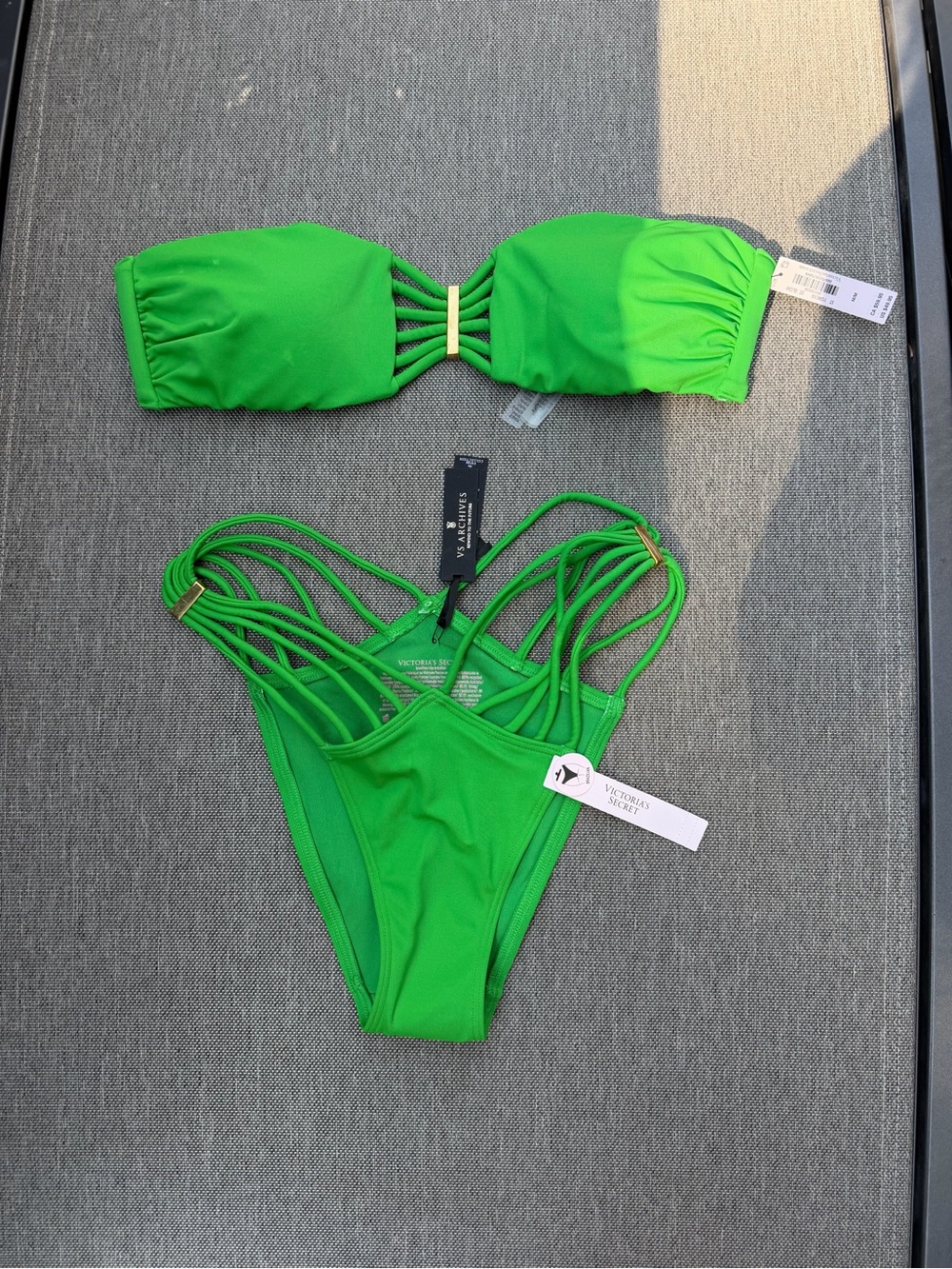 Victoria Secret Green Strappy Bandeau Bikini Set